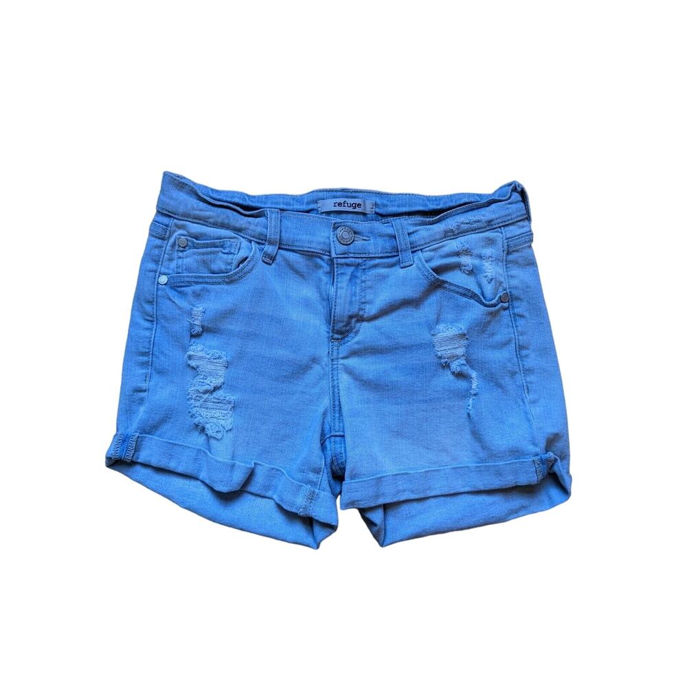 Girls Refuge Distressed Denim Jean Shorts Blue Size 4 Short Logo